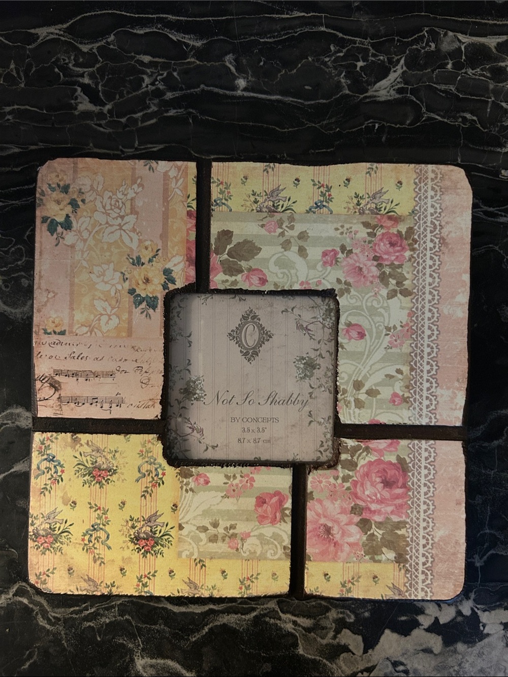Shabby Chic style Floral Multi-Panel Picture Frame Pink, Yellow, Cream